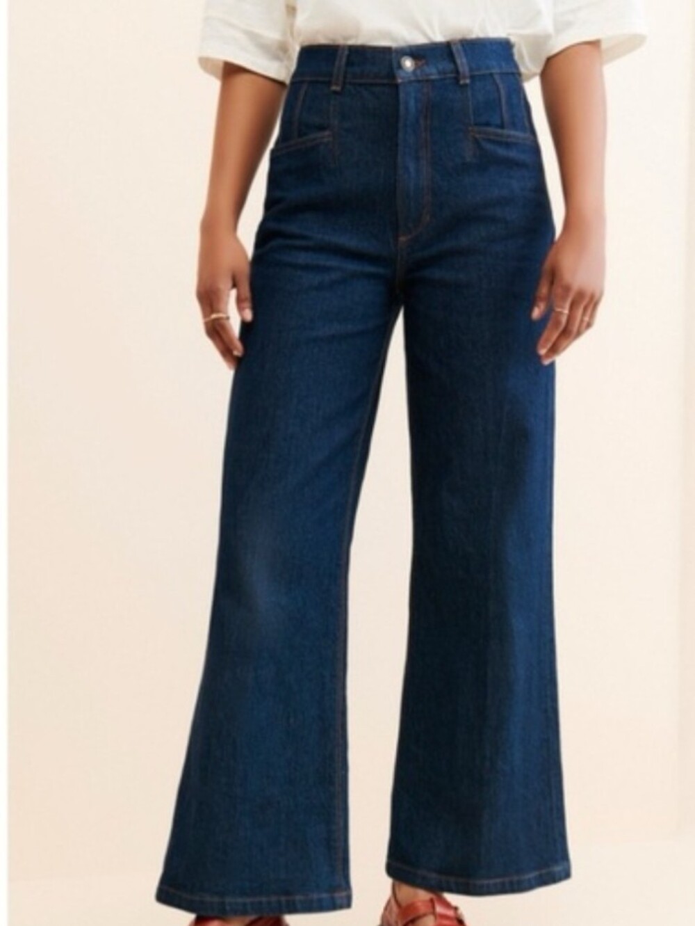 Favorite Daughter x Nuuly Jordie High Rise Wide Leg Jeans in Pepper Dark Blue